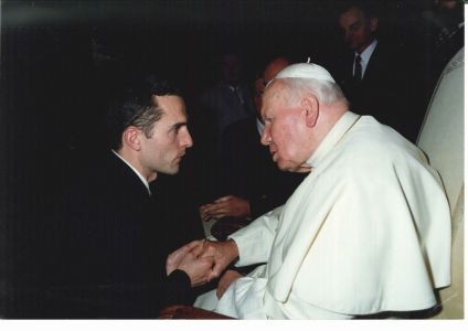Artur Kozioł Burmistrz Wieliczki z Papieżem Janem Pawłem II